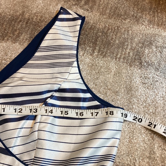 Jessica Simpson A-line Navy Striped n white dress back zipper two pockets Sz 12 - Picture 4 of 12